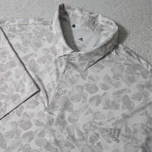 Adidas Golf Polo Mens L Grey Abstract Camo Print Performance Short Sleeve